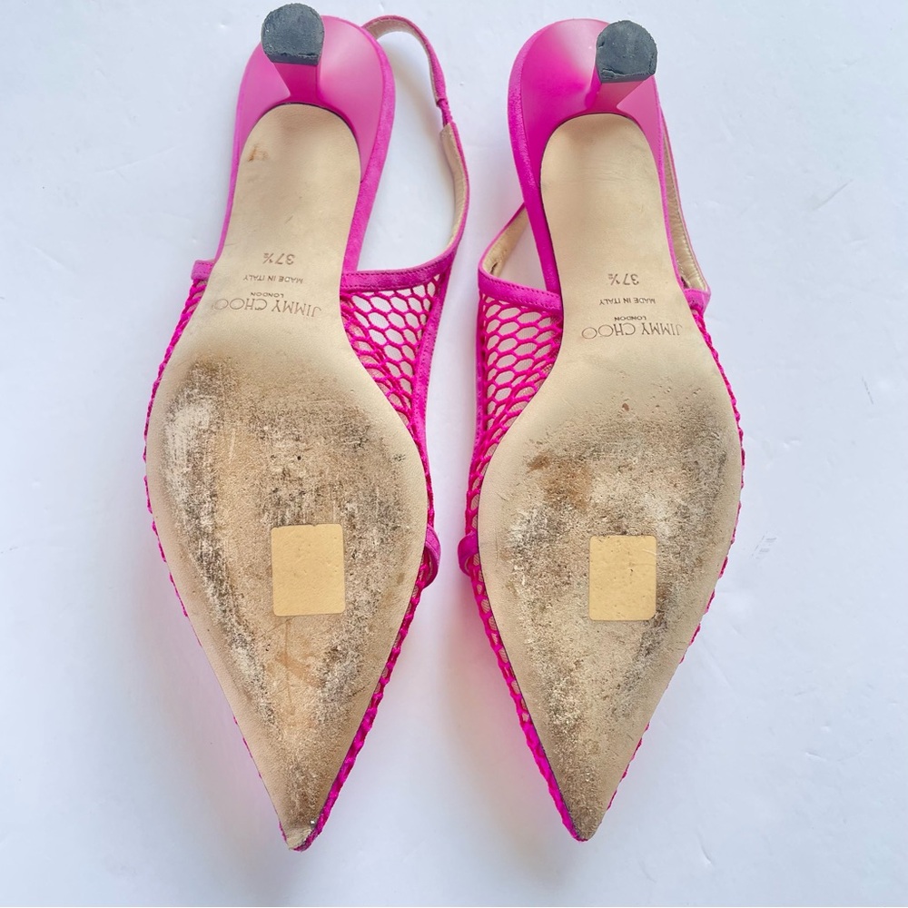 Jimmy Choo Amita Pink 45 Mesh Slingback Kitten‎ Heels with pearls - Picture 3 of 8